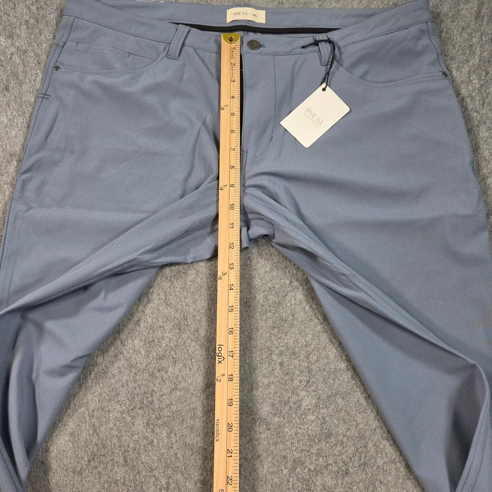 Rye 51 Voyager Techknit Pants Mens 38 Blue Gray Milo Straight Fit Performance